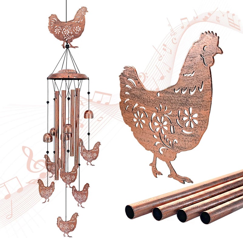 EZTZEN Christmas Gifts for Women Chicken Wind Chimes for Outside,Chicken for Women/Men/Sympathy/Memorial /Birthday Festival Metal windchimes outdoors/Indoors,patio ,Garden Decor,Home,Yard - Image 1